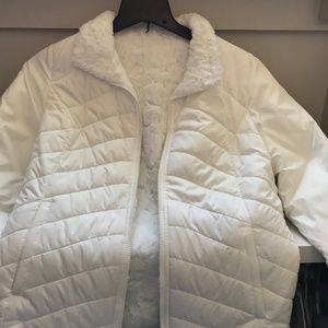 North Face white reversible coat